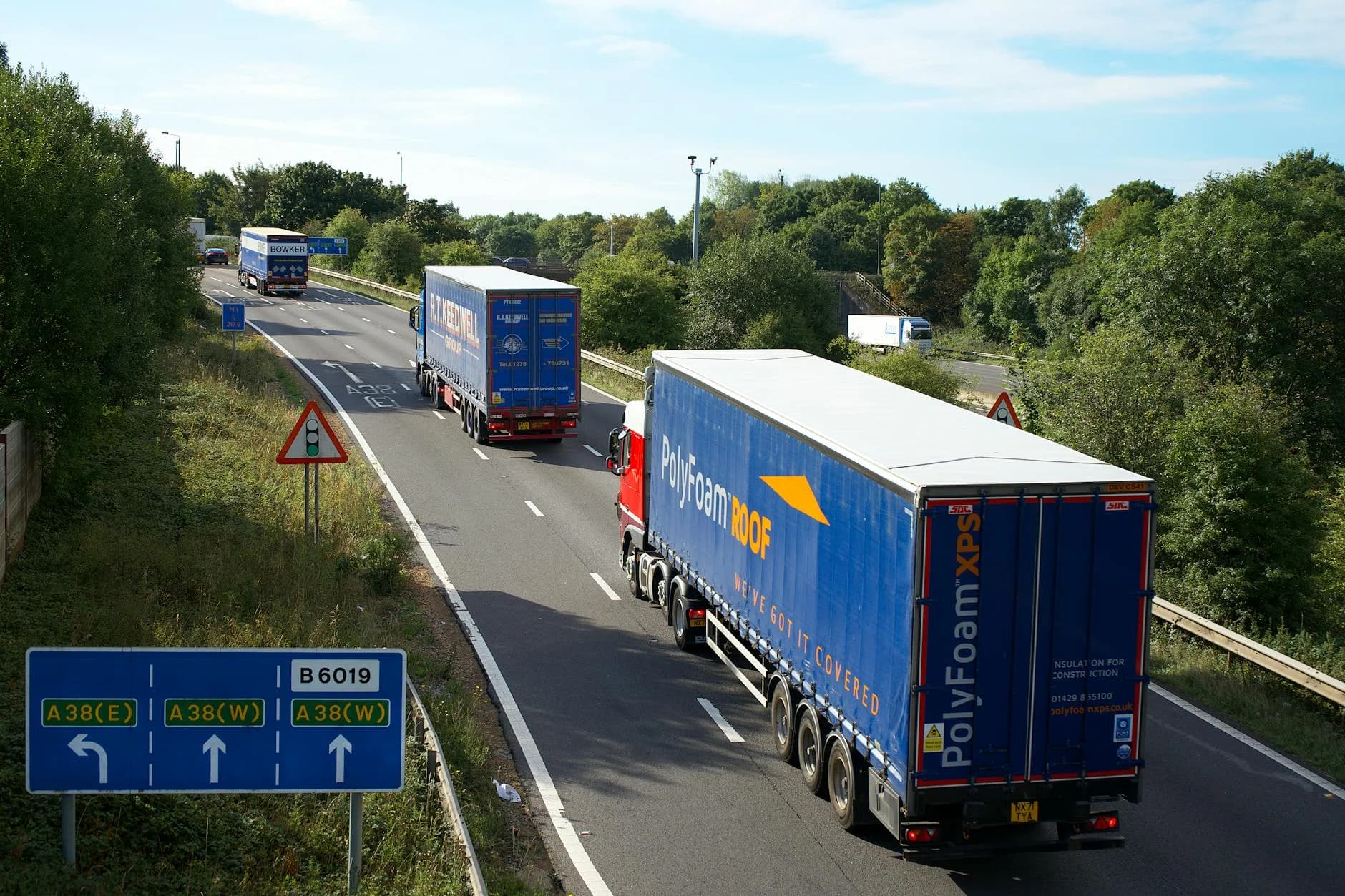 Cargo Trucks On A38 Highway Mansfield Uk 2