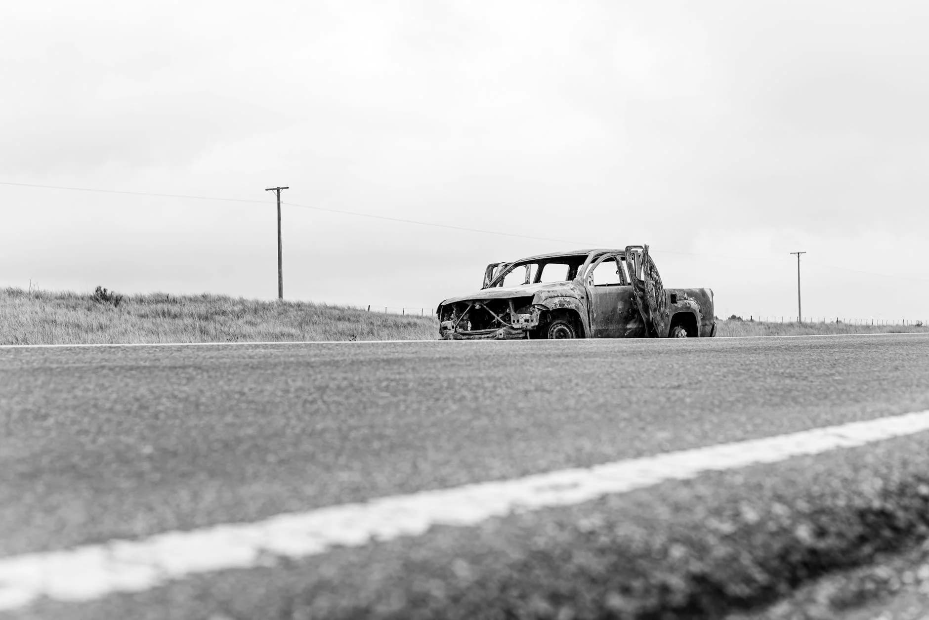 Monochrome Image Of A Rusty Abandoned Tr 4