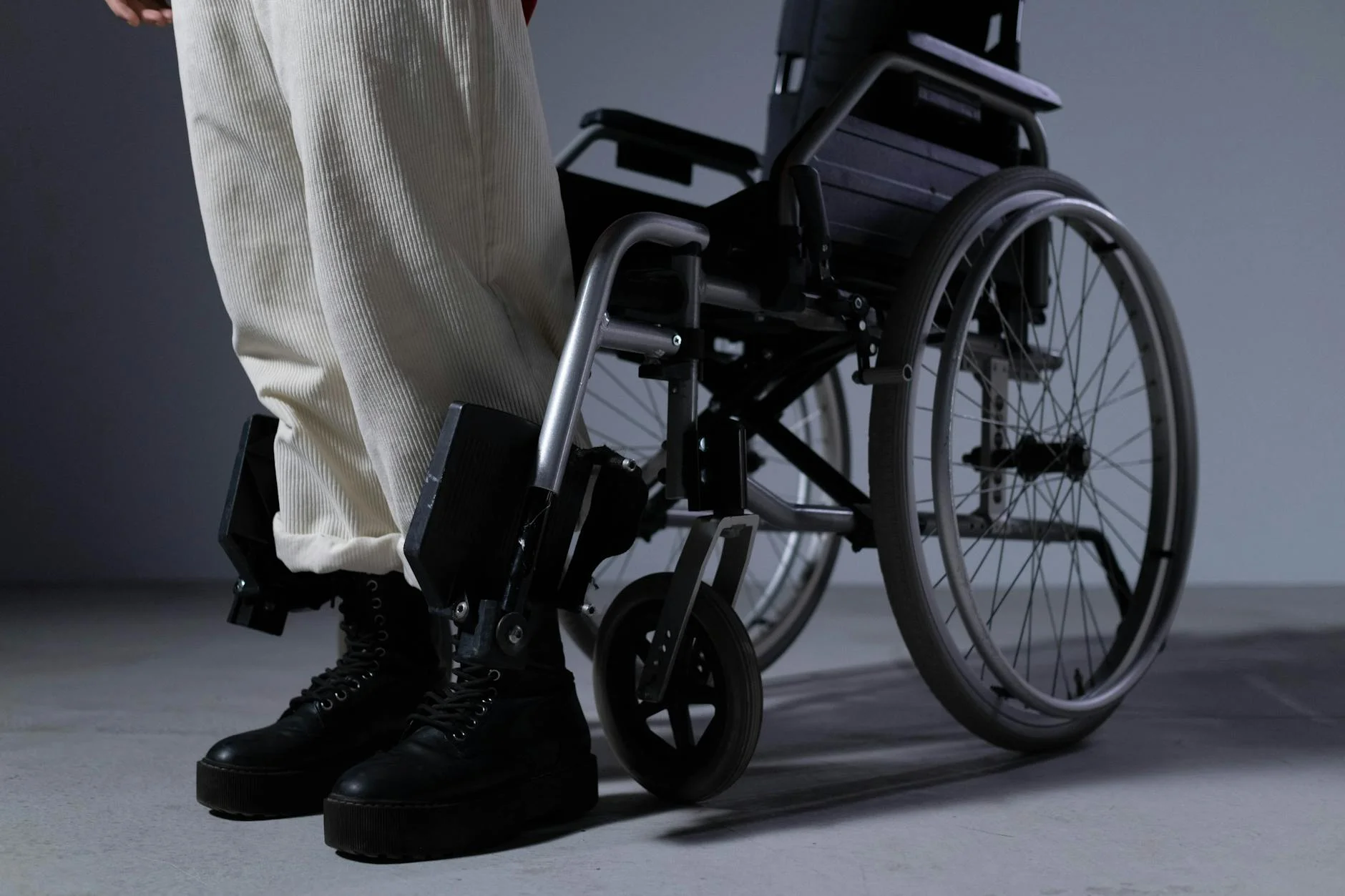 Image Of A Wheelchair And Black Boots In 4