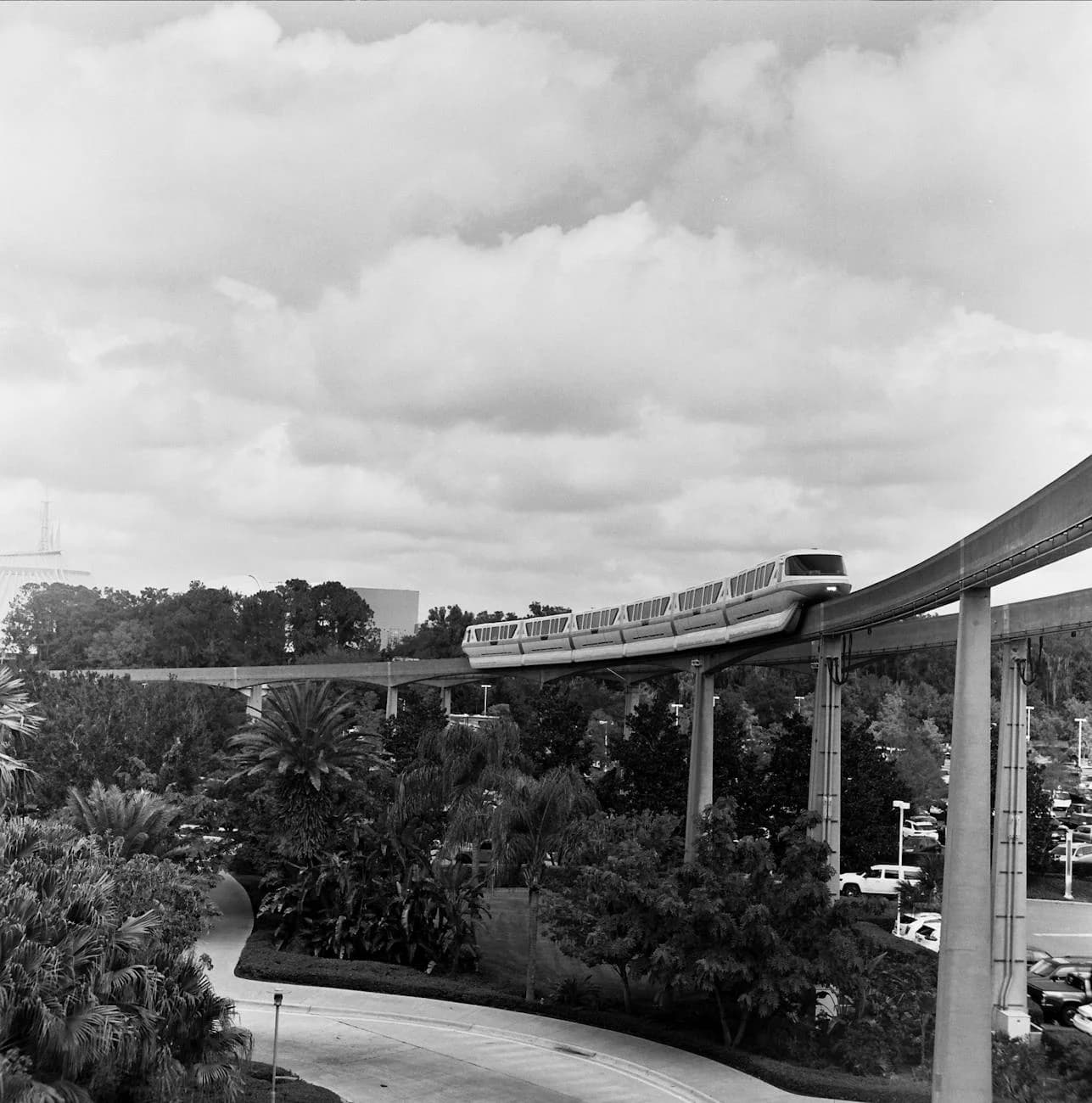 Black And White Monorail Gliding Through 1