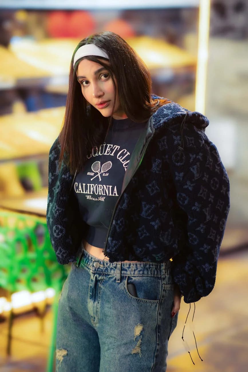 Trendy Young Woman In Casual Attire Posi 1