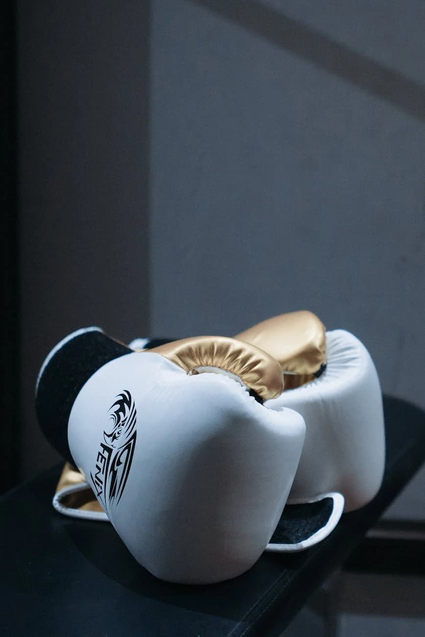 White And Gold Boxing Gloves Resting Ele 2