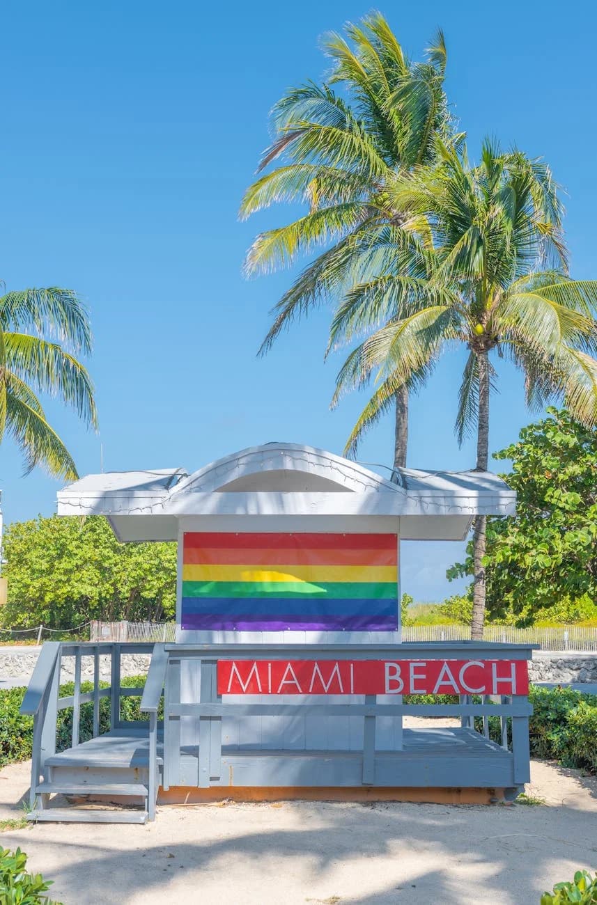 Vibrant Lifeguard Hut With Rainbow Flag 1