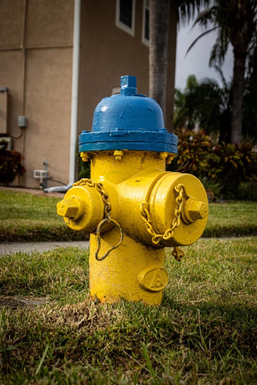 Vibrant Yellow And Blue Fire Hydrant In 3