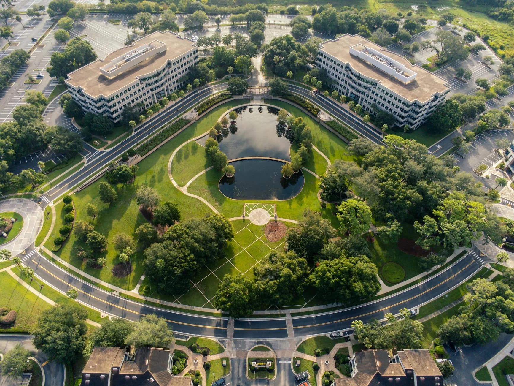 Drone Shot Of Office Complex And Landsca 2