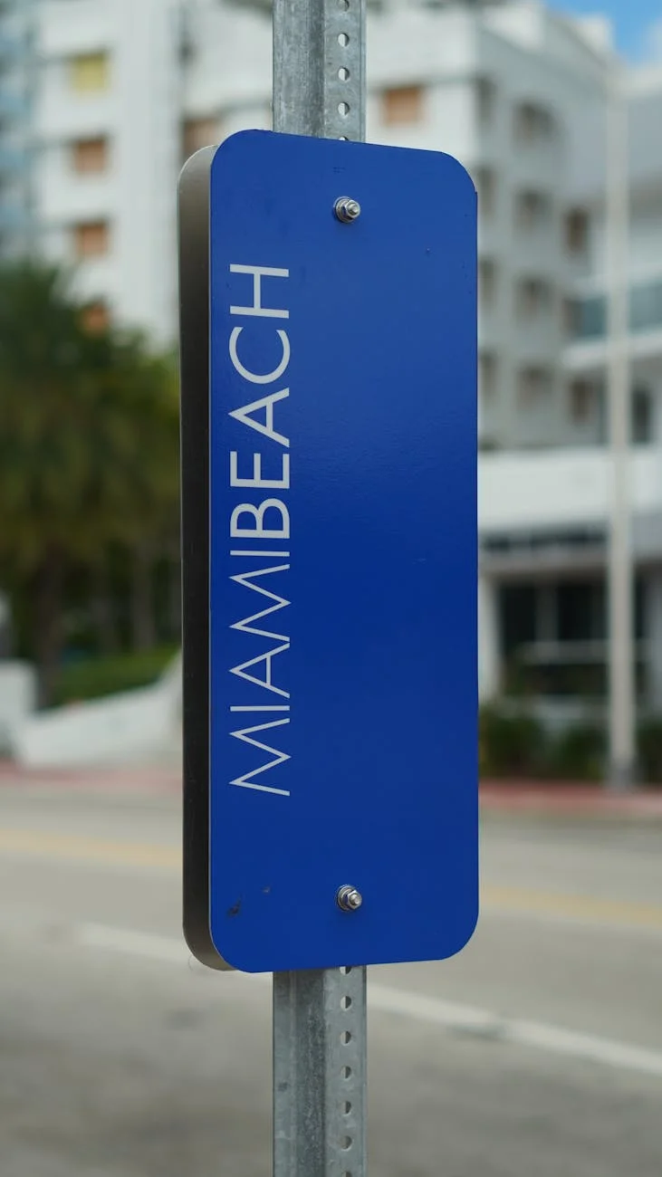 Vertical Blue City Sign With Miami Beach 2