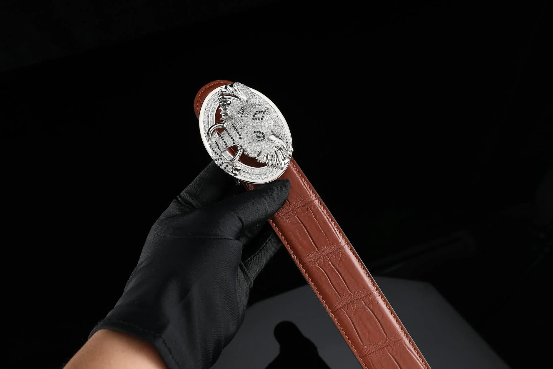 Brown Alligator Leather Belt With Detail 2