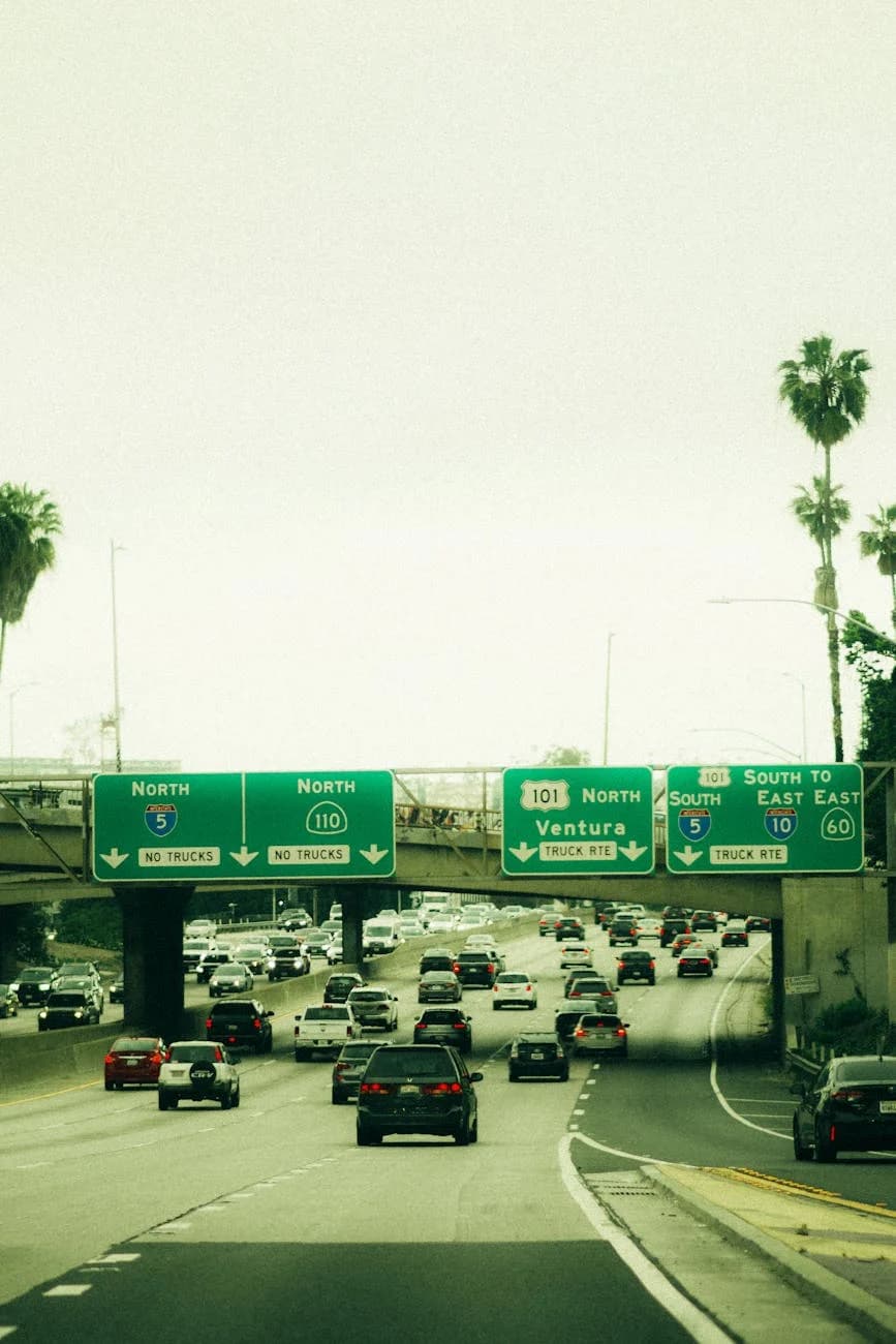 Traffic Flows On A Busy Los Angeles Free 1