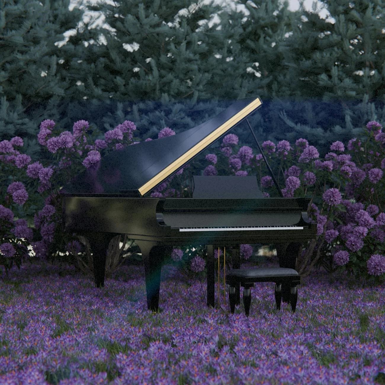 Enchanting Scene Of A Grand Piano Amidst 4