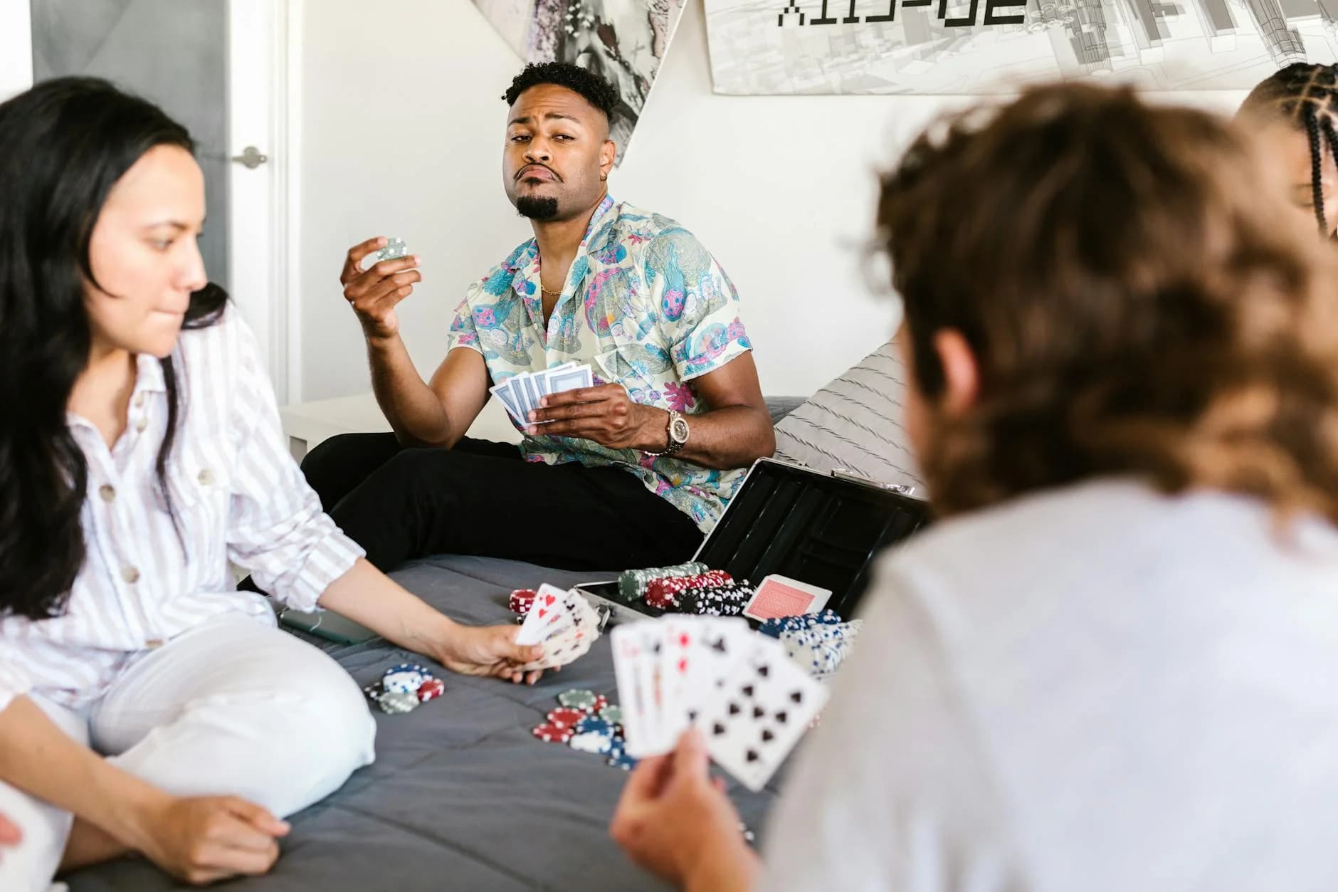 Group Of College Students Playing Poker 2