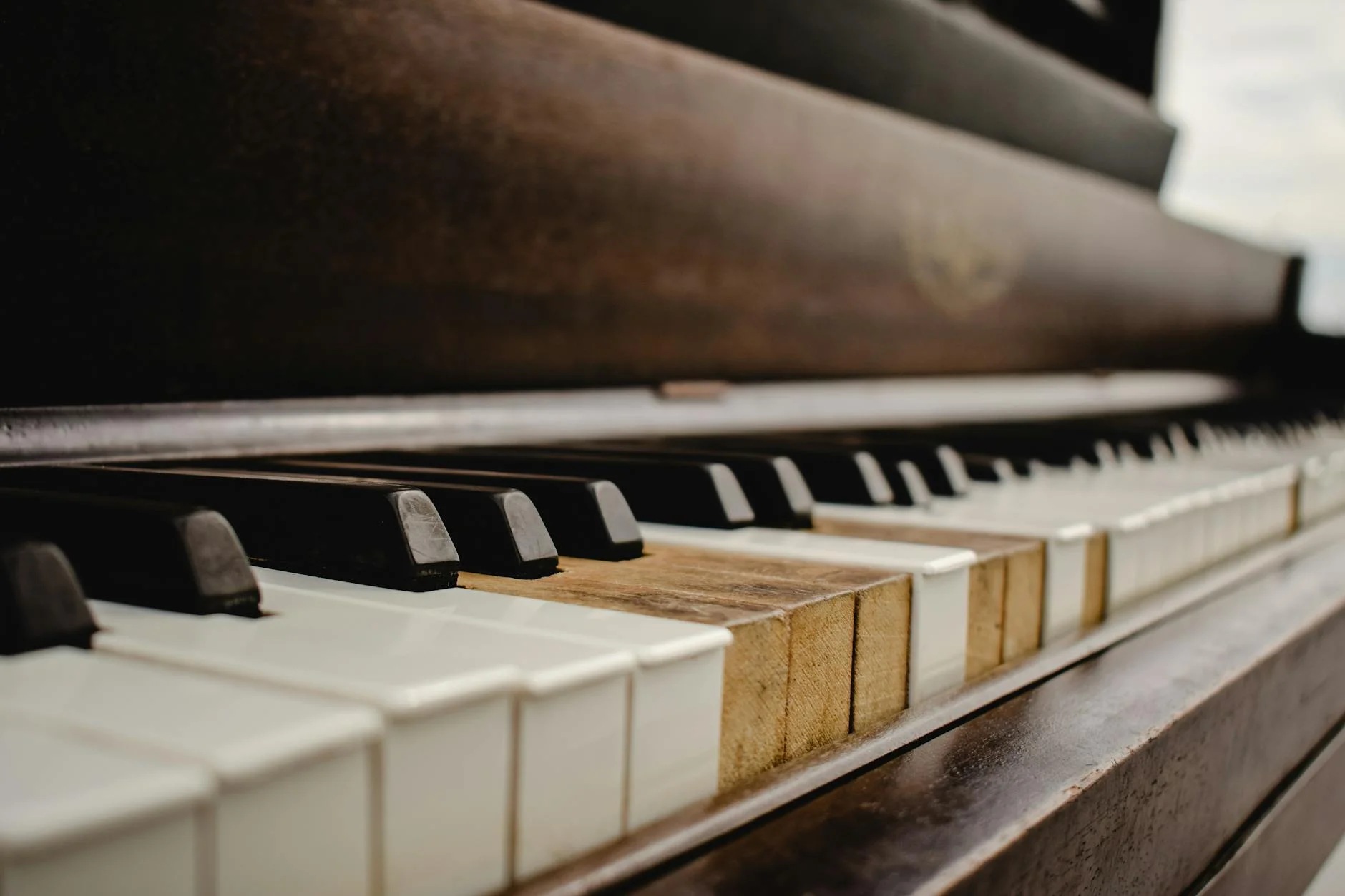 Detailed View Of Vintage Piano Keys Show 4