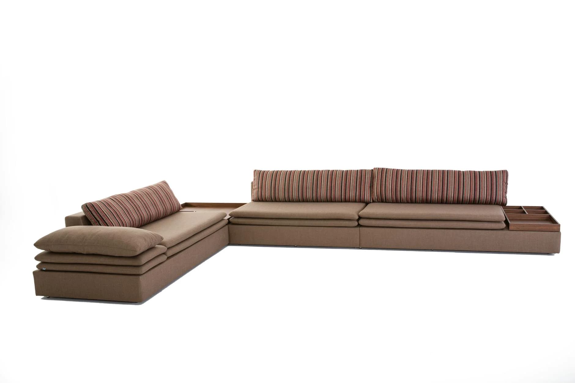 Elegant Brown L Shaped Sofa Featuring St 1