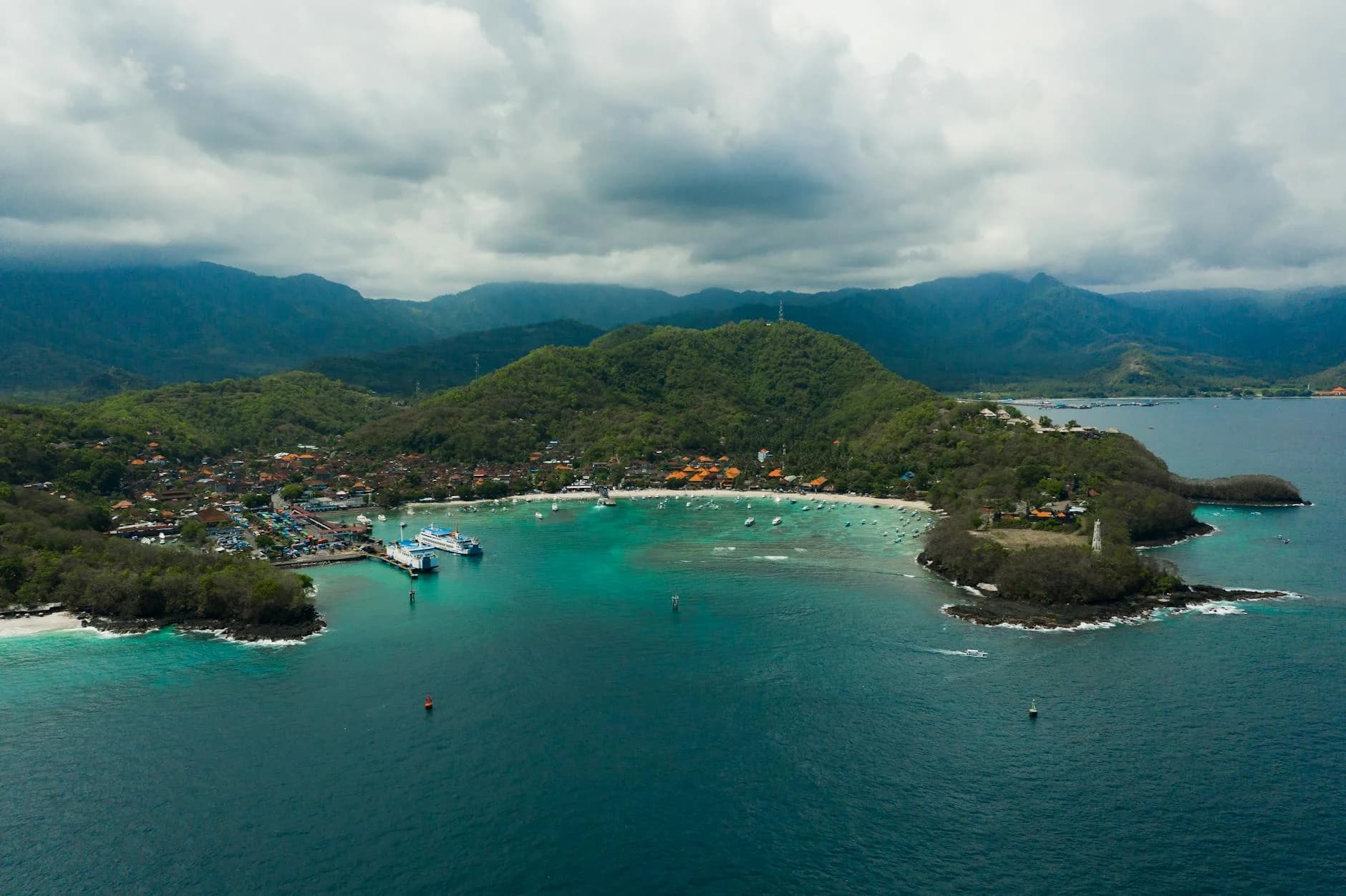 Stunning Aerial View Of Padang Bai Beach 1