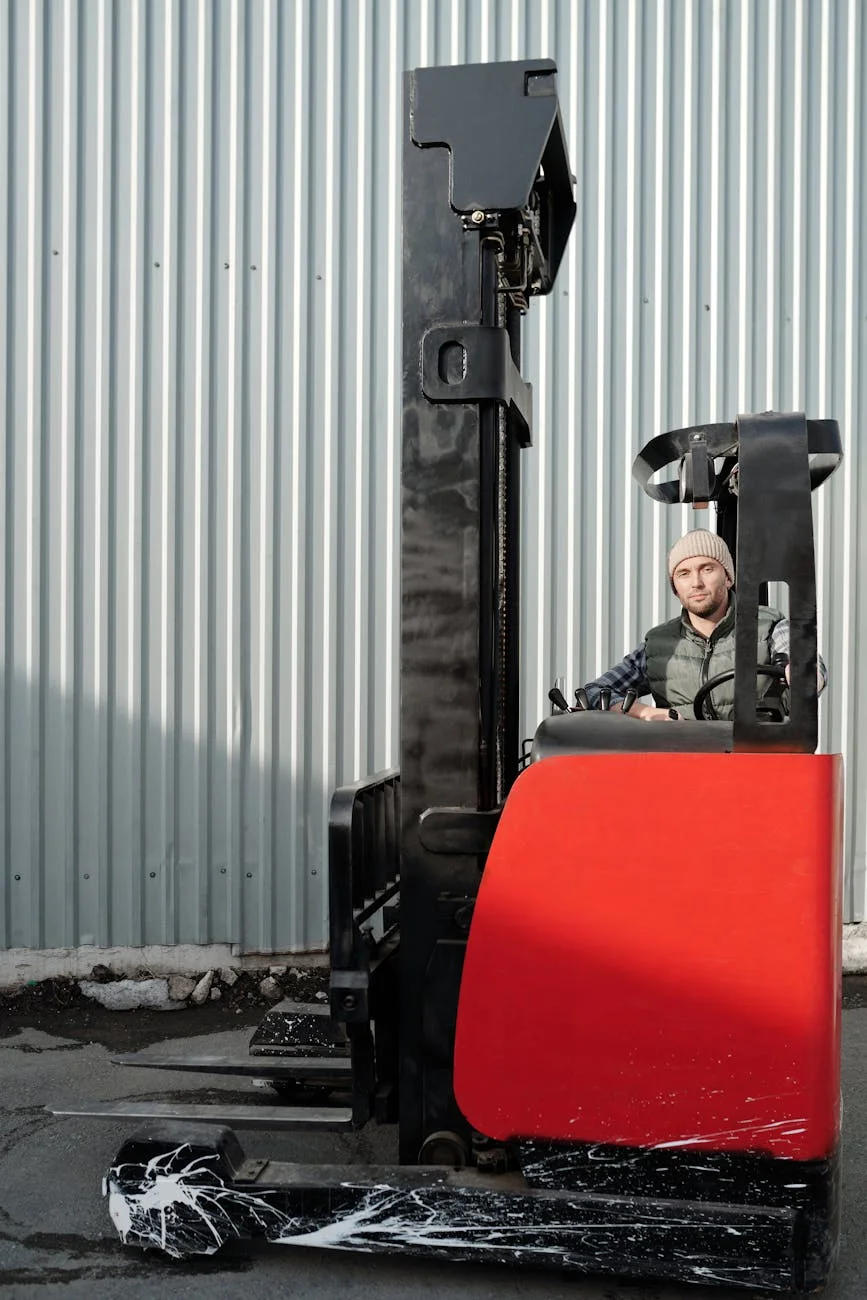 A Forklift Operator Working Outdoors In 1